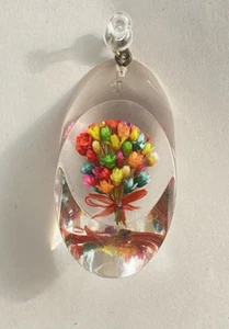 Vintage Dried Flowers in Lucite Pendant 3" - Picture 1 of 9