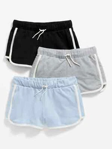 3PK Old Navy Girls Dolphin Hem Cheer Shorts Athletic Black Gray Blue Small 6-7 - Picture 1 of 1