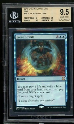 Force of Will foil - Eternal Masters, BGS 9.5 GEM MINT. MTG (pop 1 of 16)  - Image 1 of 2