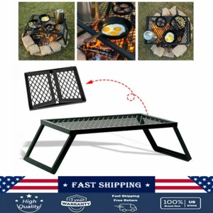 Folding Campfire Grill Fire Pit Cooking Grate Bbq Rack Griddle Plate With Legs - Picture 1 of 20