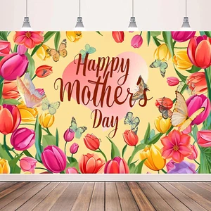 Happy Mothers Day Banner Backdrop Decorations, Mother'S Day Flowers Background D - Picture 1 of 7