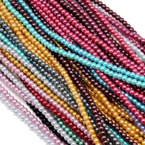 30 Strds Colorful Round Glass Pearl Beads Loose Beads Tiny Spacer Craft 4~4.5mm - Picture 1 of 2