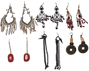 Mix Lot Of 6 Earrings Dangle Silver Gold Plated Round Hook Drop Asian Circle - Picture 1 of 24