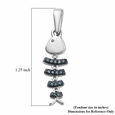 Подвеска в виде рыбы с белым или синим бриллиантом 0,15 карата с родиевым и платиновым покрытием - Изображение 1 из 4