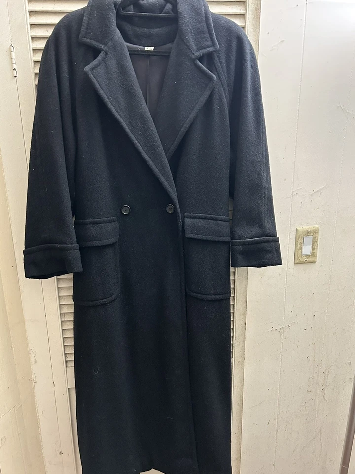 RARE! Vintage TOGETHER Black 75% Wool Long Coat Size 4 - Image 1 of 4