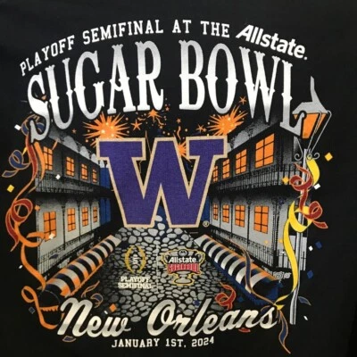 2024 NCAA Sugar Bowl Washington Huskies Playoff Game Long Sleeve Shirt Size 3XL - Image 1 of 4