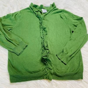 Crewcuts Sweater Girls Large 6-7 Cardigan Ruffle Front Long Sleeve - Picture 1 of 8