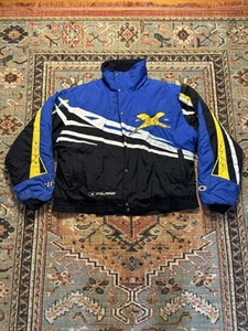 Pure Polaris Edge X Snowmobile Coat Jacket XL Insulated Racing Vintage blueBlack - Picture 1 of 16