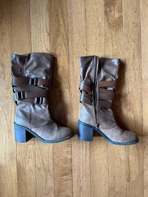 Blowfish Malibu Botas Media Pantorrilla Marrón Cremallera Cuero Sintético Hebilla Talla 9 Foto 1 de 3