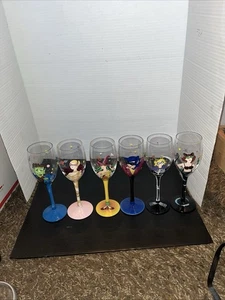 Set of 6 Halloween Themed Wine Glasses VG - Picture 1 of 6