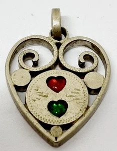 D0491 - Großer Silber Anhänger Herz - Biedermeier Antikschmuck - 3,5 cm - Bild 1 von 5