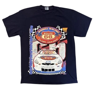 Vintage Darrell Waltrip NASCAR Shirt Sz L Route 66 Racing Double Sided Graphic - Picture 1 of 10