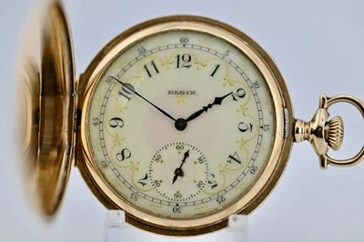 Elgin Solid 14k Gold Pink Dial Hunter Pocket Watch - Image 1 of 4