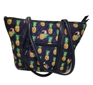 Vera Bradley Toucan Party Tropical Quilted Tote Bag Double Shoulder Straps Zip - Picture 1 of 15