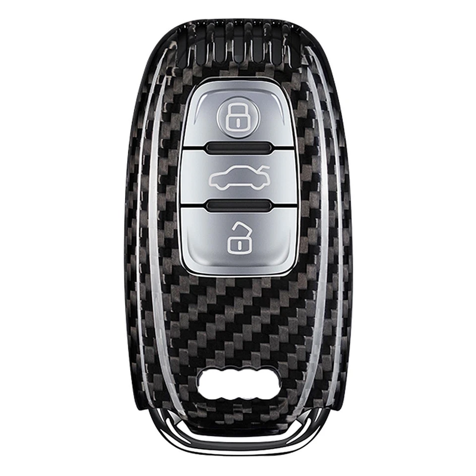 Fibre de Carbone Porte-clés Couverture de Clé de Voiture pour Audi A4 A4L A5 ... - Photo 1/4