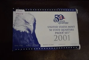 2001 S Proof State Quarter Set Gem DCam Original Box & COA 5 Coins CN-Clad - Picture 1 of 2