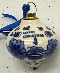 Vintage Delft Holland Porzellan Weihnachtsschmuck ~ handbemalt blau & weiß 3 Zoll - Bild 1 von 7
