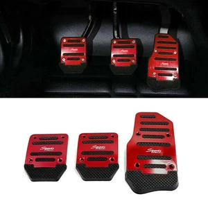 Red Car Foot Throttle Brake Clutch Pedals Pad Cover Car Interior Accessories - Picture 1 of 8
