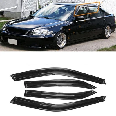 Para 96-00 Honda Civic 4 puertas sedán estilo Mugen 3D ondulado negro ventana tintada  Foto 1 de 4