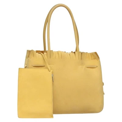 Auténtico bolso de mano Salvatore Ferragamo gamuza amarillo bs26661 Foto 1 de 4
