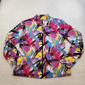 Vintage Metrostyle L Retro Full Zip Athletic Top 80s 90s Y2K Abstract Colorful - Picture 1 of 6