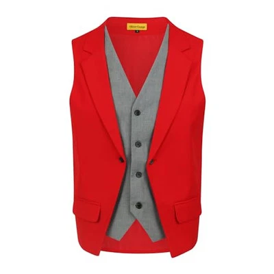 Oliver George Men's Layered Formal Solid Formal Tuxedo Dress Vest Medium Red - Image 1 of 4