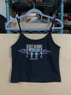 Винтажная женская майка Harley Davidson Milwaukee Wisconsin с ремешком из спагетти - Изображение 1 из 4