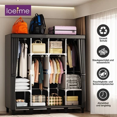 Schwarz/Grau Stoffschrank Waschbarer Leinenkleiderschrank Für Schlafenzimmer Neu - Bild 1 von 4