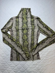 AFRM Womens Snakeskin Top Multicolor Stretch Long Sleeve Turtleneck Size Large - Picture 1 of 9