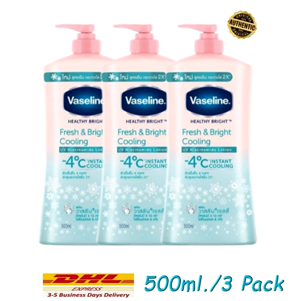 Vaseline Healthy Bright Fresh & Bright Skin -4°c Cooling Lotion 500 ml. 3 Pack - Image 1 of 4