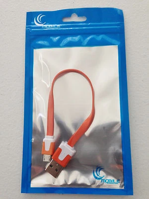 SHORT 8" FLAT NOODLE USB Data Sync charger Cable micro FOR samsung galaxy s3 s4 - Image 1 of 3