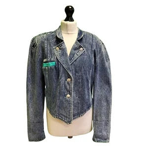 Vintage 80s Denim Jacket Arena Acid Wash Women S/M 8 Eu 36 - Picture 1 of 6
