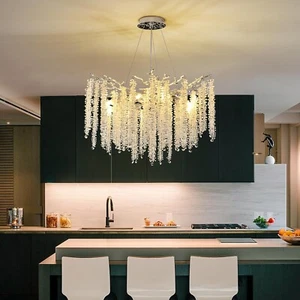 Modern Crystal Tree Branch Chandelier, Gold Round Raindrop Indoor Hangin D16 - Picture 1 of 6
