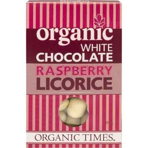 Organic Times White Chocolate Raspberry Licorice 150g - Picture 1 of 4