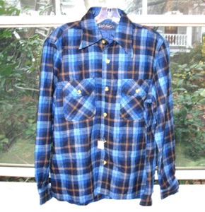 NEW with Tag Vtg 70's Lord & Taylor Wool Plaid Board Shirt M- Pockets - Picture 1 of 5