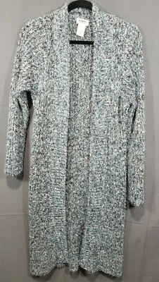 Cárdigan suéter largo Monroe and Main para mujer talla L detalles metálicos azul gris Foto 1 de 4