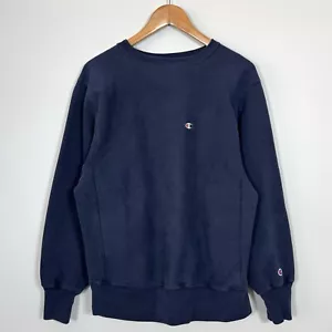 Vintage Champion Reverse Weave Crewneck Sweatshirt Navy Blue 90s USA M/L - Picture 1 of 11