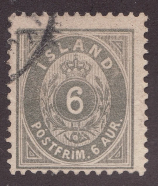 1887 - Iceland / Island Sc# 25 - Posthorn 6 Aur - Used postage stamp - Cv$19 - Image 1 of 1