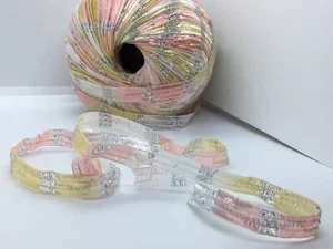 Memento Royale Berlini Glitter Ribbon Yarn #64 Freshwater Pearls Silver 3/8" 88y - Picture 1 of 6