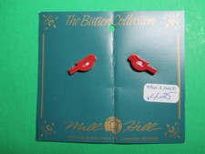(2) MILL HILL 7/8" RED BIRD CERAMIC 2-HOLE BUTTONS NOS (I-60)