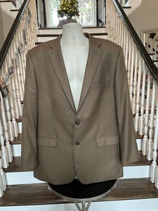 Greg Norman Tasso Elba Mens Brown Houndstooth Plaid Blazer Sport Coat Jacket 46L - Picture 1 of 12