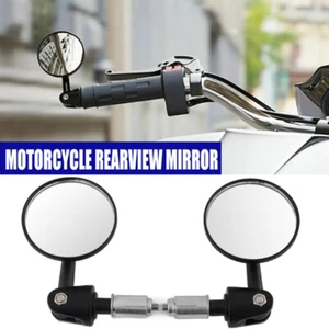 Round 7/8" Handle Bar End Motorcycle Side Mirrors For Suzuki DRZ400 DRZ 400SM - Picture 1 of 10