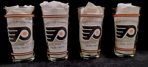 4 Vintage Philadelphia Flyers 1974-1975 Stanley Cup Champions Glasses, NHL - Picture 1 of 12