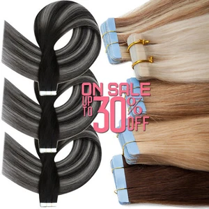 Extensiones de cabello humano Remy cinta invisible para cabello trama cabeza completa BALAYAGE A - Imagen 1 de 64