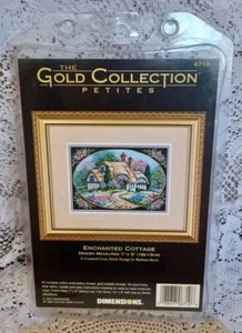 VINTAGE NEW IN PACKAGE 1996 DIMENSIONS CROSS STITCH KIT 6710 ENCHANTED COTTAGE - Picture 1 of 3