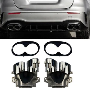 Silver Tail Exhaust Pipe Tip For Mercedes Benz CLA Class W177 CLA35 AMG Quad Out - Bild 1 von 10
