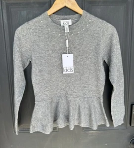 Autumn Cashmere Kids Studded Peplum Sweater Coin Silver Gray Size 12 NWT - Picture 1 of 9