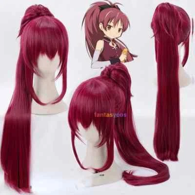 Puella Magi Madoka Magica Sakura Kyoko Cosplay Wig Ponytail Heat Resistant Hair - Image 1 of 4