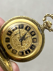 VINTAGE GOLDFARBENE ROYCE 17 JEWELS SWISS INCABLOC TASCHENUHR FÜR TEILE - Bild 1 von 6