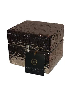 MADISON PARK HOME COLLECTION Ceramic Fine Design Silver Box Vanity Or Table Fun - Picture 1 of 14